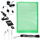 Combo for Sony PRS-600 (PRS600) Electronic Silicone Skin Jacket Cover + Home and Car Rapid Charger + Retractable USB Data Sync Cable + 4-inch eBigvalue Determination Hand Strap + 4GB Mini SD Card with SD Card Adaptor (Good to listen to your MP3's with Sony Reader) + Stereo In-Ear Headphones (White) (Ultimate Combo, Retail: $80.00)