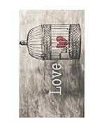 Huella deco Alfombra de Vinilo (Gris/Rojo)