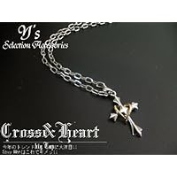 シルバー クロス ( 十字架 ）＆ ゴールド ハート トップ　ネックレス HM-6