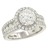 3 Row Pave Diamond Engagement Ring 1.45cttw (CZ ctr)