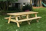 8 Ft Pressure Treated Pine Unfinished Picnic Table with Attached Benches