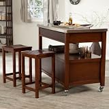 Concord Kitchen Island with Stools - Espresso
