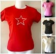 Short Sleeve T-Shirt with Rhinestone Star in 4 color choices. Sizes S-XL