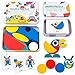 Coogam Wooden Pattern Blocks - Tangram Shape Puzzle Set Color Sorting Stacking Game Wood Animal Jigsaw Preschool Montessori Brain Teaser STEM Gift for 3 4 5 Years Old Toddler Kid (60 Pattern Cards)
