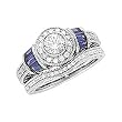 14K White Gold Sapphire and Diamond Wedding Set Semimount - CENTER STONE NOT INCLUDED