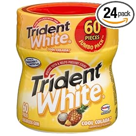 Trident White Cool Colada Sugarless Gum, 60-Count Bottles (Pack of 24) by Trident