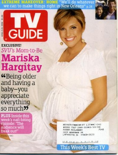 TV Guide April 3, 2006 Mariska Gargitay Pregnant/Law & Order SVU, Rebecca Romjin Interview, Julian Sands, Tori Spelling, The Women of Prison Break