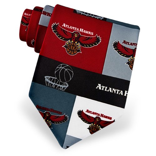 Men's Atlanta Hawks Block and Play Polyester Tie by NBA in Black