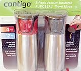 Contigo 2-pack Vacuum Insulated AUTOSEAL Elite Travel Mugs ~ Deep Red and G ....
