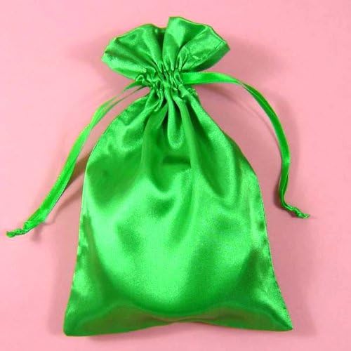 10 Moss Green 5"x 8" Satin Drawstring Pouches with Free Shipping