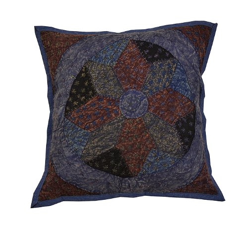 Imagen 2 de Étnico indio Cojín de algodón hecho a mano cover set Adorna con Patch y Bordado Jogi Work Size 16 x 16 pulgadas Juego de 5 piezas