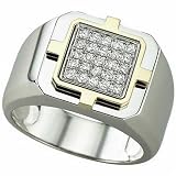 0.33 Ct. Round Brilliant Cut Diamond, Two Tone 14Kt. Gold. Two Tone Men's Diamond Ring