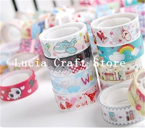 Random 10pcs/lot Plastic Cute Colourful Office Adhesive Tape DIY Decorative Sticker