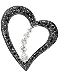 0.60 Carat (ctw) 10K White Gold Round Black & White Graduating Journey of Life Diamond Heart Pendant