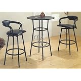 3pc R Style Black Metal Frame Kitchen Bar Table and Stools Set by visiondecor Furniture