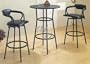 3pc "R" Style Black Metal Frame Kitchen Bar Table & Stools Set