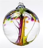 IMAGE OF Kitras Art Glass - SUMMER TREE OF ENCHANTMENT WITCH BALL - Old English - Hand Blown Glass Hanging Ornament - 10