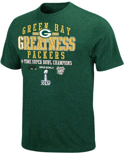 Green Bay Packers Commemorative 4-Time Super Bowl Champions Greatness Heathered Green T-Shirt
