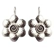 Floral Bali Silver Earrings Handmade Indian Jewelry 2 inches