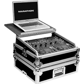 Marathon Flight Ready Case MA-19Mixlt Mixer Case Holds 10U 19-Inch Slanted Mixer with Laptop Shelf To Hold Up To a 17-Inch Laptop