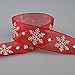 Fowod Organza Printed Snowflake Ribbon DIY Crafts Holiday Decor,22 Yard/66 Feet,1 Inch Wide (Red)