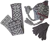 エムジュニア ニット帽子&マフラー・手袋セット ノルディック 1-20-230  グレー 52cm