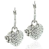 Rhinestone Covered Heart Dangle Earrings