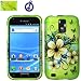 T-Mobile Samsung Galaxy S II S2 SGH-T989 (B-HFL) Hawaiian Flowers Vine on Green Design, Rubberized Coated Surface Hard Plastic Case Skin Cover Faceplate + Peace Charm and Strap Combo