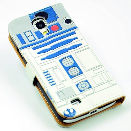 Funny R2D2 Robot Pattern Slim Wallet Card Flip Stand Leather Pouch Case Cover For Samsung Galaxy S IV S4