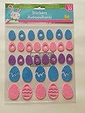 Easter Themed Sticker Set with Glitter - Easter Eggs in Blue, Pink and Purple (33 Pack)