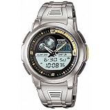 Casio Men's AQF102WD-9BV Silver Stainless-Steel Quartz Watch with Black Dial