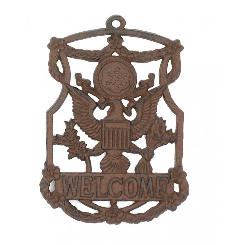 Cast Iron Eagle Welcome Sign Garden Decor New Hanging Wall Plaque