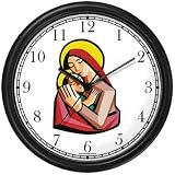 Mary & Baby Jesus or Madonna and Child No.2 - Christian Theme Wall Clock by WatchBuddy Timepieces (Hunter Green Frame)