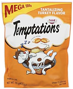 Whiskas Temptations Treats for Cats Mega Bag Tantalizing Turkey Flavor, 6.3 Ounce (Pack of 10)