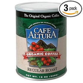 Café Altura Organic Coffee, Regular Roast, Ground,  12-Ounce Cans (Pack of 3)