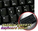 FRENCH QWERTY CANADIAN NON-TRANSPARENT KEYBOARD STICKER ON BLACK BACKGROUND FOR DESKTOP, LAPTOP AND NOTEBOOK