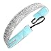 Sweaty Bands Womens Girls Headband - Non-Slip Velvet-Lined Glitter Hairband - Viva Diva Silver 1-Inch