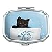 Black Kitten Cat in Bucket Tin Pail Rectangle Pill Case Trinket Gift Box
