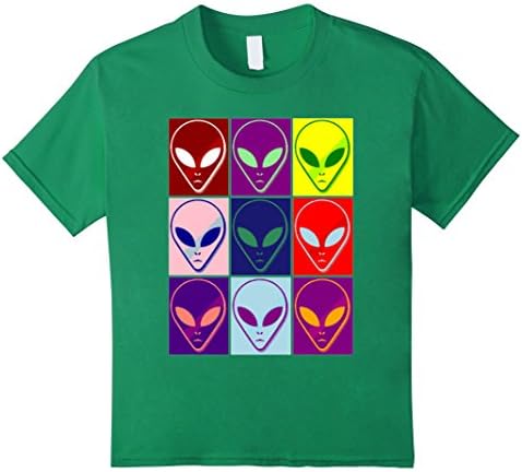 Kids Alien Mars Martian Face Pop Art Style T-shirt 6 Kelly Green