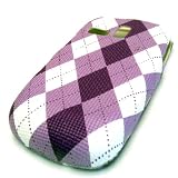 Samsung R355c Purple White Plaid Rubberized Design Hard Case Cover Skin Protector NET 10 Straight Talk