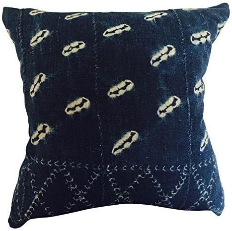 Indigo Blue and White Mud Cloth Pillow