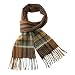 100% Wool Men's Winter Brown Stripes Plaid Tassels Ends Long Scarf - Brown
