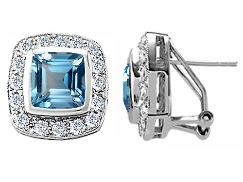 7.50 cttw Original Star K(tm) 925 Simulated Emerald Cut Aquamarine Earrings in .925 Sterling Silver