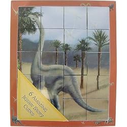 Dinosaurs Story Puzzle Cubes Activity Game, 6 Images and Book