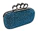 Chicastic Glitter Metallic Duster Four Ring Knuckle Clutch Evening Purse With Rhinestones