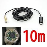 Foxnovo 10M30ft USB Waterproof Copper Head Endoscope Borescope Inspection Tube Pipe Camera with 4-LEDs Night Vision (Black)
