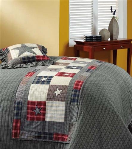 Click for America Patriotic Americana Country Patchwork Star Bed Scarf