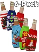 Set of 6 Christmas Sweater Beer Bottle Covers (Set of 6 Assorted)