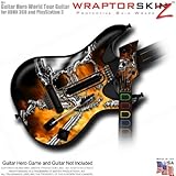 Chrome Skulls on Fire Skin fits Band Hero, Guitar Hero 5 & World Tour Guitars for XBOX 360 & PS3 (GU