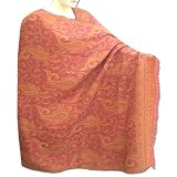 Indian Handmade Wool Shawl In Paisley Design With Leaf Work A Gift For Everyone (Free Shipping) Shw0099r